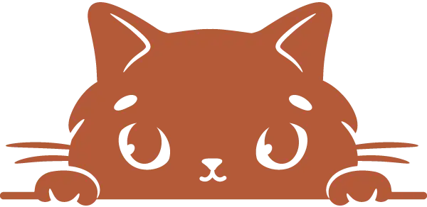Minimal cat illustration peeking over a surface