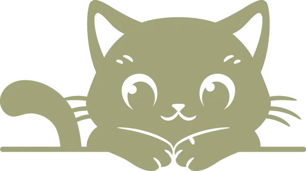 Cartoon-style cat resting its paws on a ledge